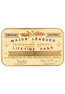 Walt Alston’s MLB Lifetime Pass