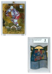 Wayne Gretzky Card Lot – 1997-98 Leaf Fractal Matrix #8 & 1997-98 SPX Duoview #1